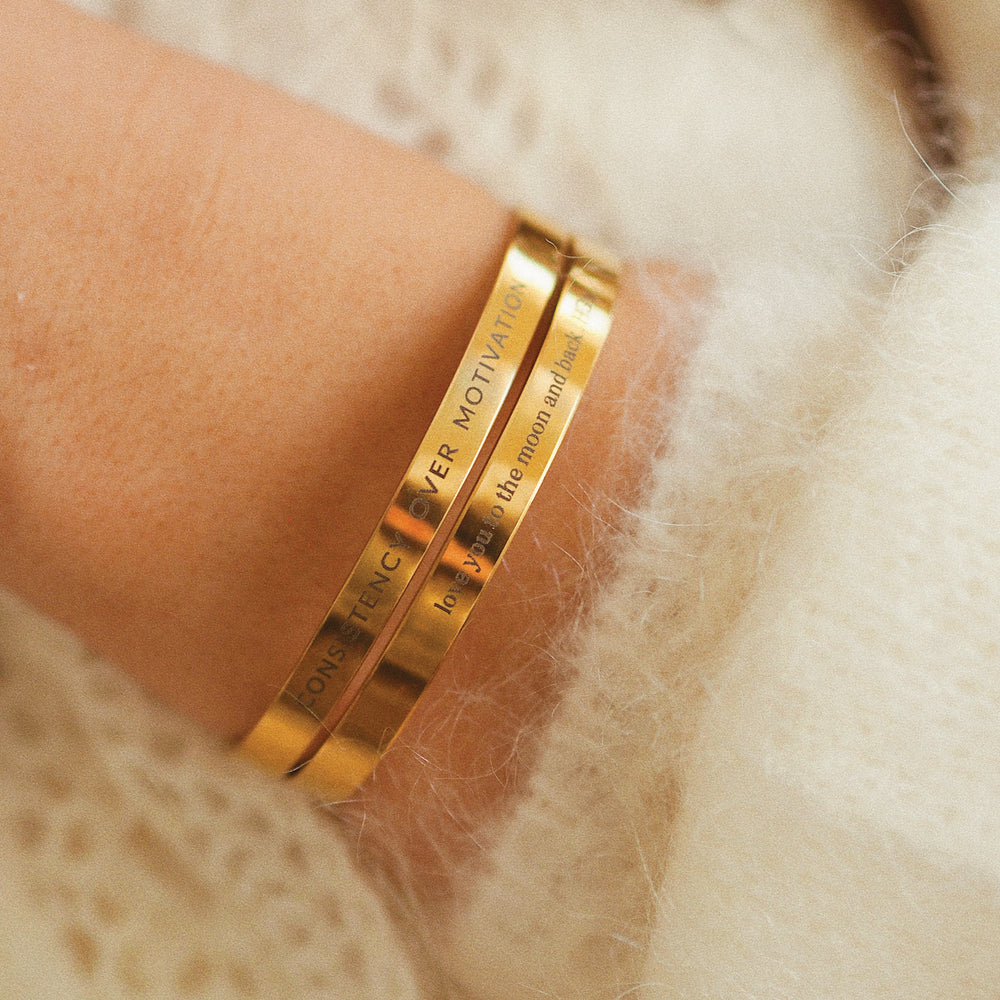 
                  
                    Waterproof Personalised Engravable Adjustable Bangle Bracelet Gold Silver - ella iconic - UK
                  
                