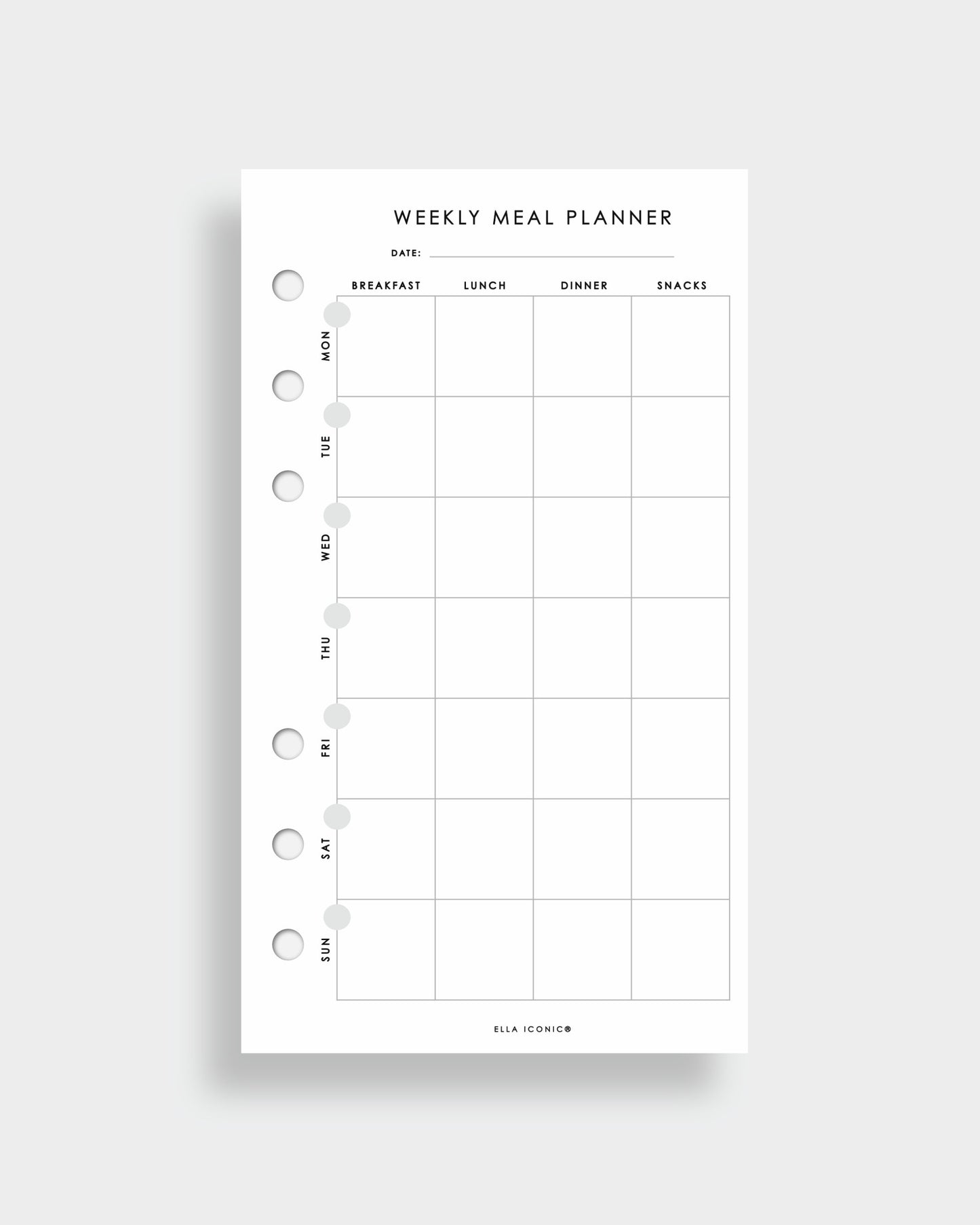 Weekly Meal Planning Personal Planner Inserts for Personal Filofax, Medium LV MM Agendas - ella iconic® UK