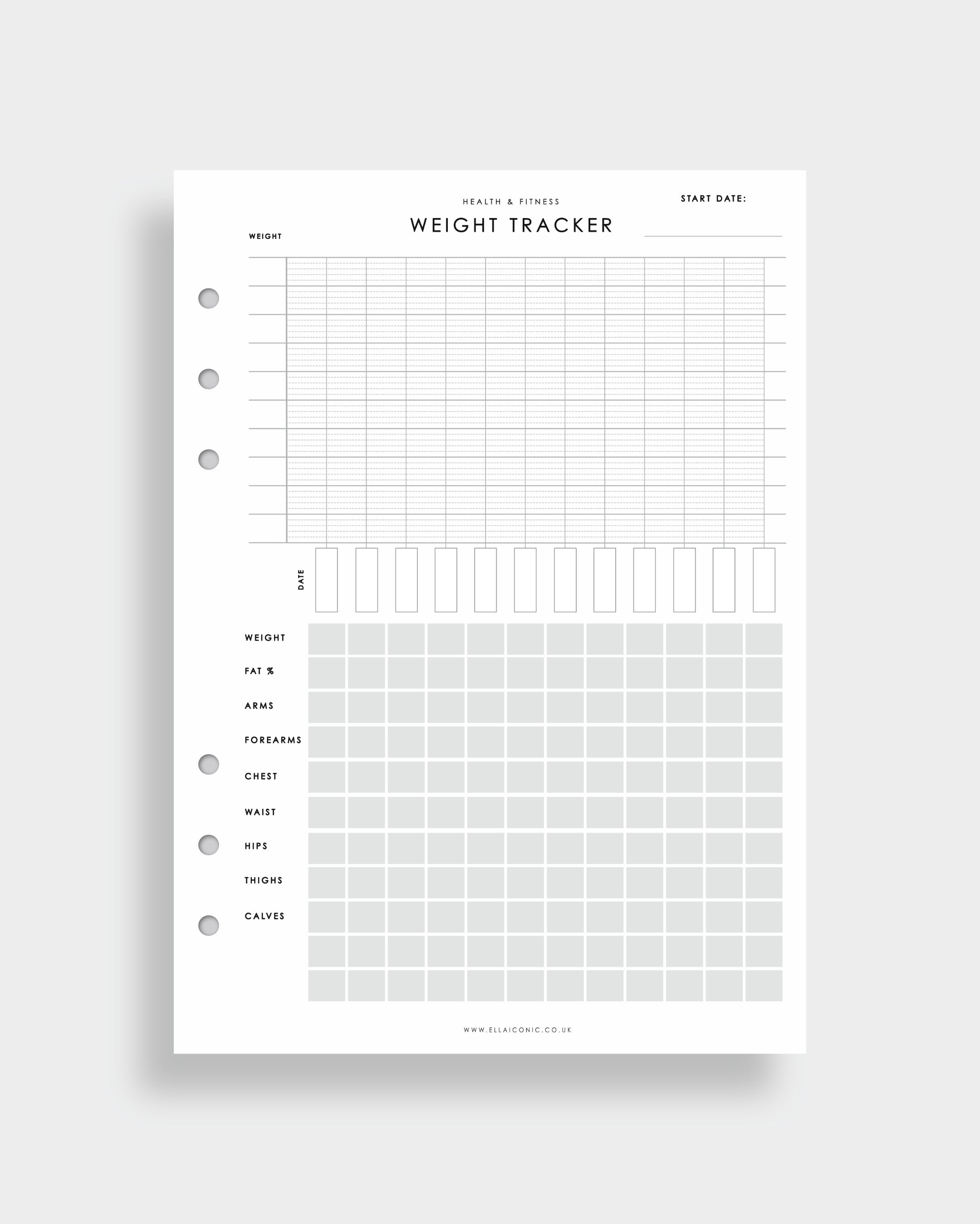 Weight Tracker A5 Planner Inserts | ella iconic® – ellaiconic®