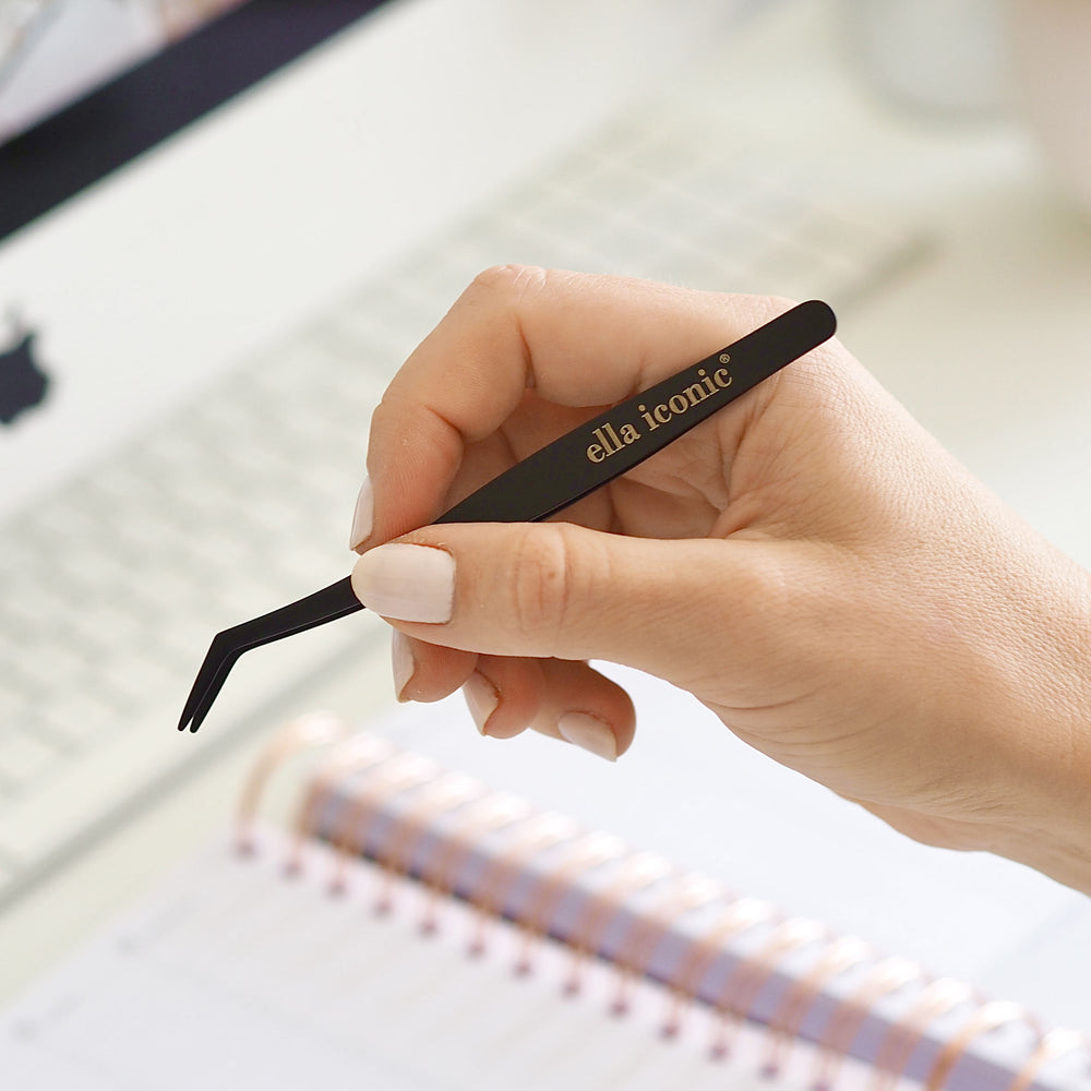 Matt black tweezers for planner stickers, and craft enthusiasts - ella iconic® UK