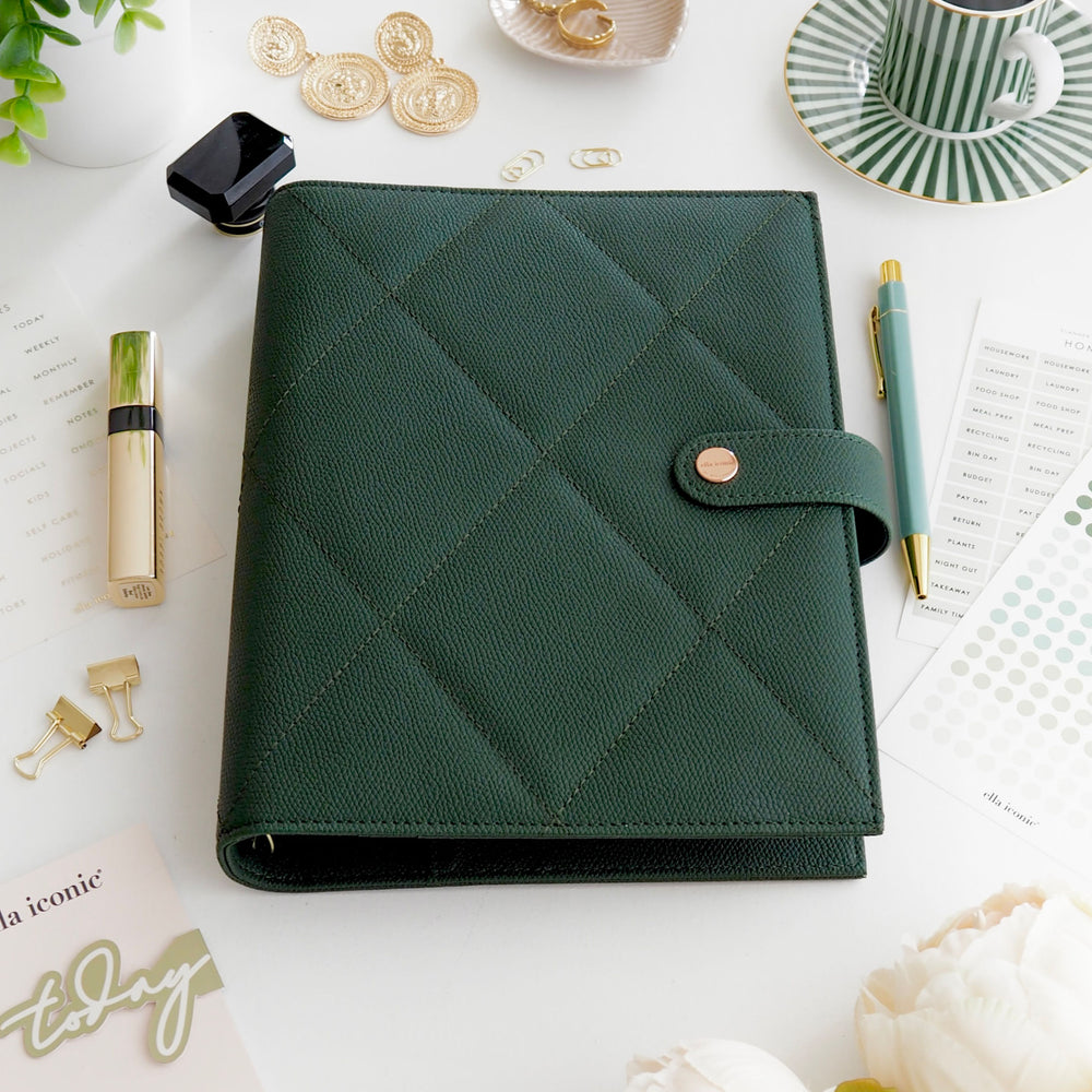 
                  
                    ella iconic® premium vegan leather A5 ring binder / agenda in Deep Green
                  
                