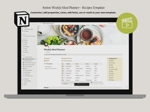 PRL Notion Weekly Meal Planner and Recipe Template for Beginners - ellaiconic®