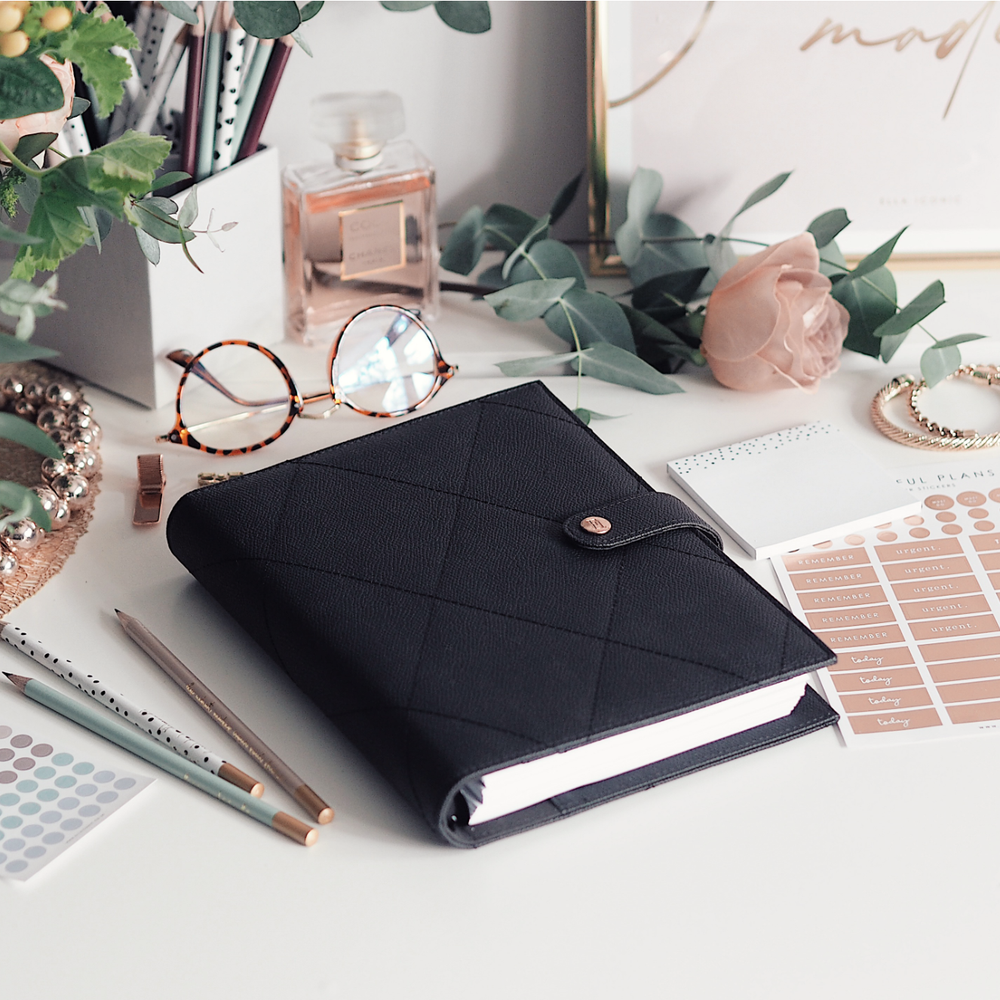 
                  
                    Cross Stitch Premium Vegan Leather A5 Organiser in Black - ella iconic® UK
                  
                